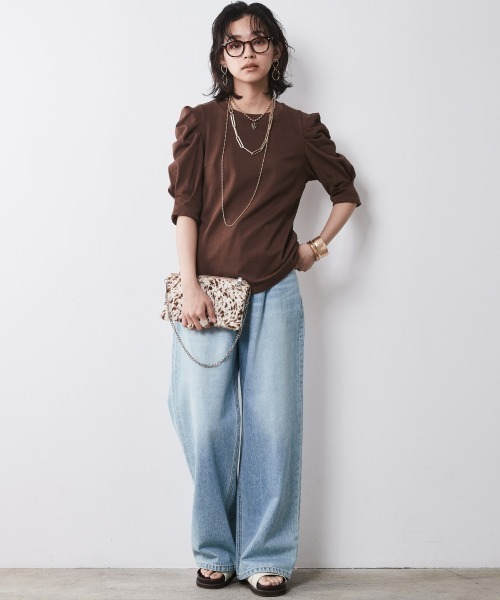 CHIC STYLE(シックスタイル)の「<大きいサイズ>綿100%パフスリーブカットソー シックスタイル(Tシャツ/カットソー・レディース・ブラウン/ブラック・5L/4L/3L/LL/L)」の21枚目の写真