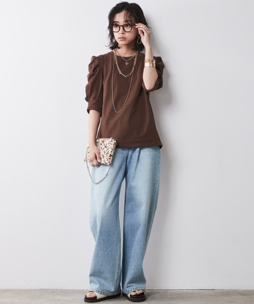 CHIC STYLE(シックスタイル)の「<大きいサイズ>綿100%パフスリーブカットソー シックスタイル(Tシャツ/カットソー・レディース・ブラウン/ブラック・5L/4L/3L/LL/L)」の22枚目の写真