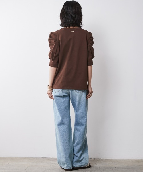CHIC STYLE(シックスタイル)の「<大きいサイズ>綿100%パフスリーブカットソー シックスタイル(Tシャツ/カットソー・レディース・ブラウン/ブラック・5L/4L/3L/LL/L)」の10枚目の写真