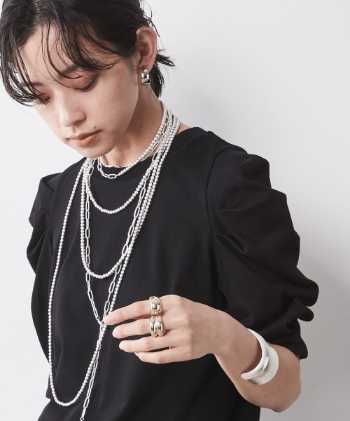 CHIC STYLE(シックスタイル)の「<大きいサイズ>綿100%パフスリーブカットソー シックスタイル(Tシャツ/カットソー・レディース・ブラウン/ブラック・5L/4L/3L/LL/L)」の6枚目の写真