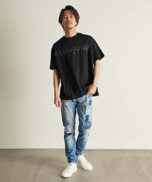 Import & Select（インポートアンドセレクト）の「【ADAMUS】ペイント&パッチ加工ストレッチデニム（デニムパンツ・メンズ・インディゴブルー・32/30/34）」の10枚目の写真