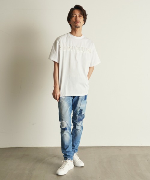 Import & Select（インポートアンドセレクト）の「【ADAMUS】ペイント&パッチ加工ストレッチデニム（デニムパンツ・メンズ・インディゴブルー・32/30/34）」の11枚目の写真