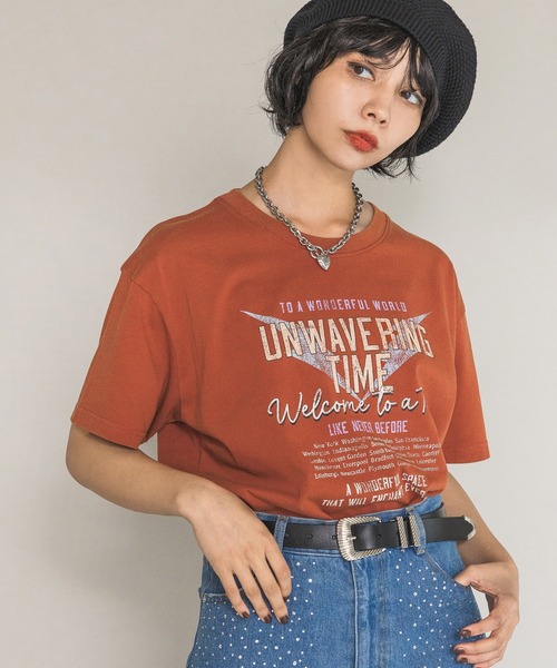 PAGEBOY（ページボーイ）の「アソートグラフィックルーズT（Tシャツ/カットソー・レディース・チャコールグレー/ブラック/アイボリー系1/オフホワイト/ブルー/アイボリー/グリーン/ベージュ/オレンジ・FREE）」の9枚目の写真