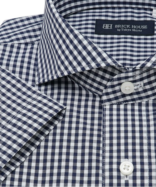 TOKYO SHIRTS（トウキョウシャツ）の「形態安定ノーアイロン ホリゾンタルワイド 半袖ビジネスワイシャツ（ビジネスシャツ・メンズ・ネイビー・首回り43cm/首回り41cm/首回り39cm/首回り42cm/首回り37cm）」の5枚目の写真