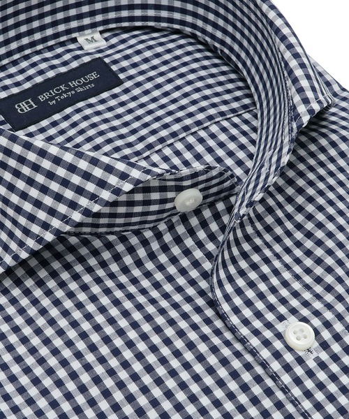 TOKYO SHIRTS（トウキョウシャツ）の「形態安定ノーアイロン ホリゾンタルワイド 半袖ビジネスワイシャツ（ビジネスシャツ・メンズ・ネイビー・首回り43cm/首回り41cm/首回り39cm/首回り42cm/首回り37cm）」の4枚目の写真