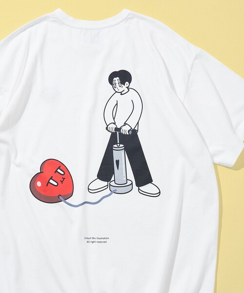 FREAK'S STORE（フリークスストア）の「Kurt Wu/カート ウー 風船ハートロゴ バックプリントTEE/リラックスフィット（Tシャツ/カットソー・メンズ・ホワイト/グレー/ブラック・MEDIUM/LARGE/X-LARGE）」の16枚目の写真