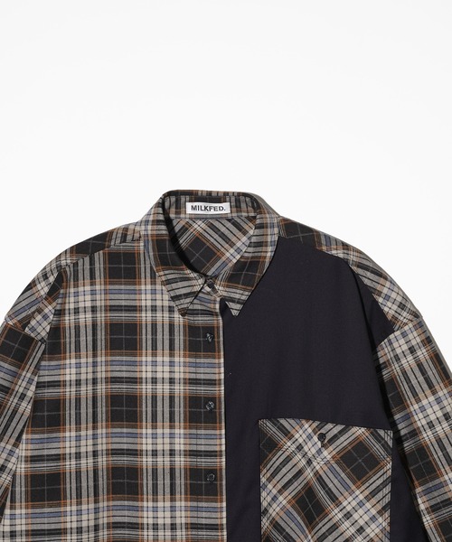MILKFED.(ミルクフェド)の「BLOCK PLAID SHIRTS(シャツ/ブラウス・レディース・ベージュ/ネイビー・ONE SIZE)」の10枚目の写真