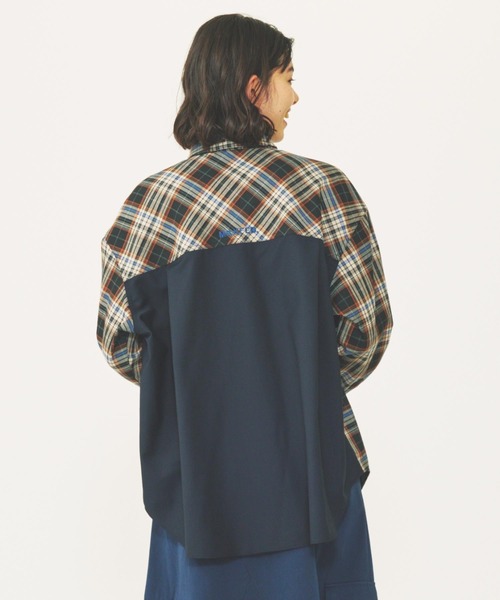 MILKFED.(ミルクフェド)の「BLOCK PLAID SHIRTS(シャツ/ブラウス・レディース・ベージュ/ネイビー・ONE SIZE)」の5枚目の写真