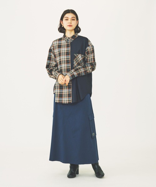 MILKFED.(ミルクフェド)の「BLOCK PLAID SHIRTS(シャツ/ブラウス・レディース・ベージュ/ネイビー・ONE SIZE)」の15枚目の写真