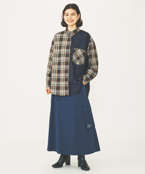 MILKFED.(ミルクフェド)の「BLOCK PLAID SHIRTS(シャツ/ブラウス・レディース・ベージュ/ネイビー・ONE SIZE)」の16枚目の写真