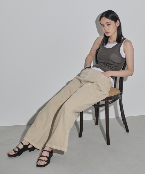MERLOT(メルロー)の「タックペイントデニムパンツ(デニムパンツ・レディース・ベージュ/ピンク・FREE)」の17枚目の写真