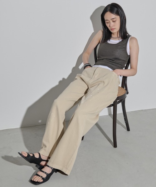 MERLOT(メルロー)の「タックペイントデニムパンツ(デニムパンツ・レディース・ベージュ/ピンク・FREE)」の18枚目の写真