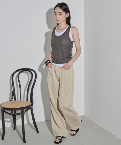 MERLOT(メルロー)の「タックペイントデニムパンツ(デニムパンツ・レディース・ベージュ/ピンク・FREE)」の21枚目の写真