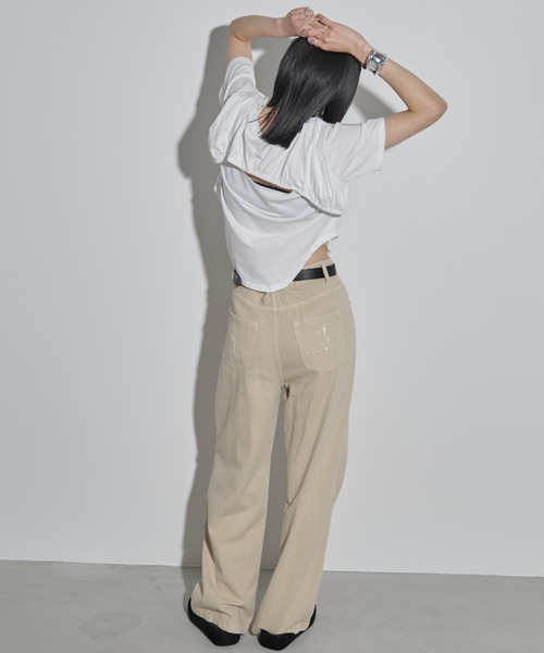 MERLOT(メルロー)の「タックペイントデニムパンツ(デニムパンツ・レディース・ベージュ/ピンク・FREE)」の15枚目の写真