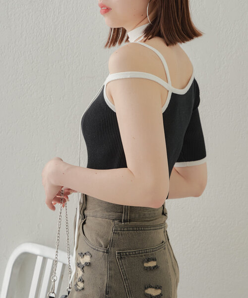 Chico(チコ)の「チョーカー付アシメ胸刺繍ニット(ニット/セーター・レディース・ブラック/ホワイト/ブルー系その他/シルバー系その他・FREE)」の17枚目の写真