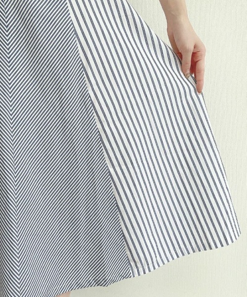 an another angelus（アンアナザーアンジェラス）の「ランダムストライプ開衿シャツワンピース/ananotherangelus（シャツワンピース・レディース・ホワイト×ブラック/ホワイト×ブルー・FREE）」の9枚目の写真