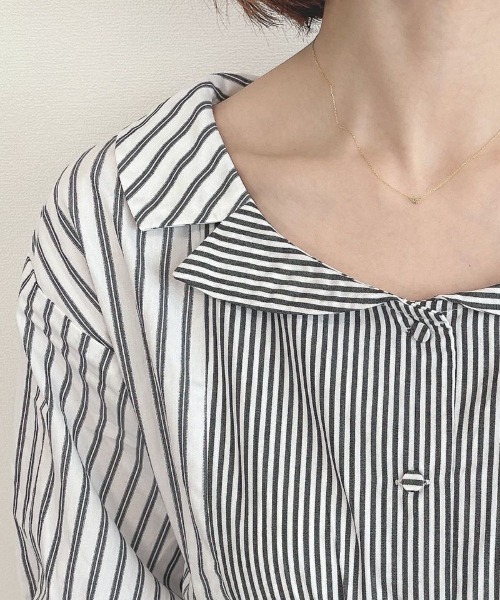 an another angelus（アンアナザーアンジェラス）の「ランダムストライプ開衿シャツワンピース/ananotherangelus（シャツワンピース・レディース・ホワイト×ブラック/ホワイト×ブルー・FREE）」の20枚目の写真
