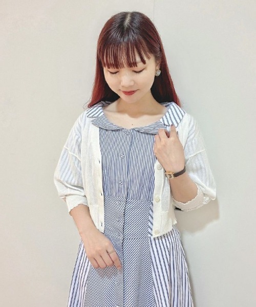 an another angelus（アンアナザーアンジェラス）の「ランダムストライプ開衿シャツワンピース/ananotherangelus（シャツワンピース・レディース・ホワイト×ブラック/ホワイト×ブルー・FREE）」の16枚目の写真