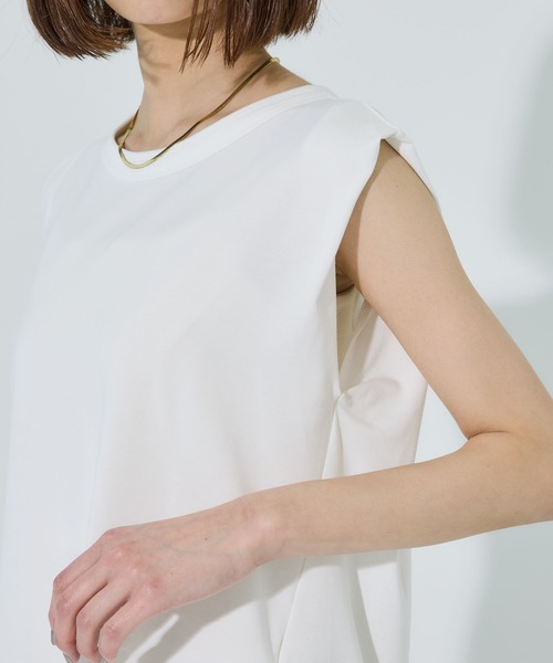 PUBLIC TOKYO（パブリックトウキョウ）の「タックショルダーリラックスTEE（Tシャツ/カットソー・レディース・ホワイト/ピンク/ブラック・FREE）」の21枚目の写真