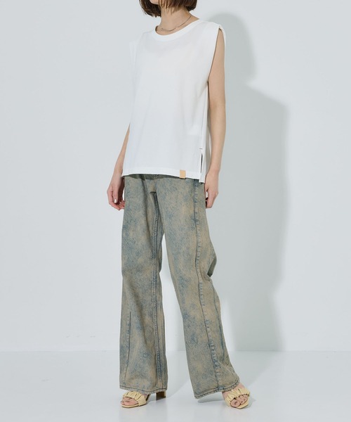 PUBLIC TOKYO（パブリックトウキョウ）の「タックショルダーリラックスTEE（Tシャツ/カットソー・レディース・ホワイト/ピンク/ブラック・FREE）」の6枚目の写真