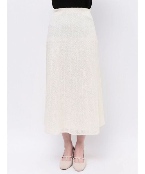 LAGUNAMOON（ラグナムーン）の「レースパターンニットスカート（スカート・レディース・ホワイト/ブラック・SMALL/MEDIUM）」の6枚目の写真