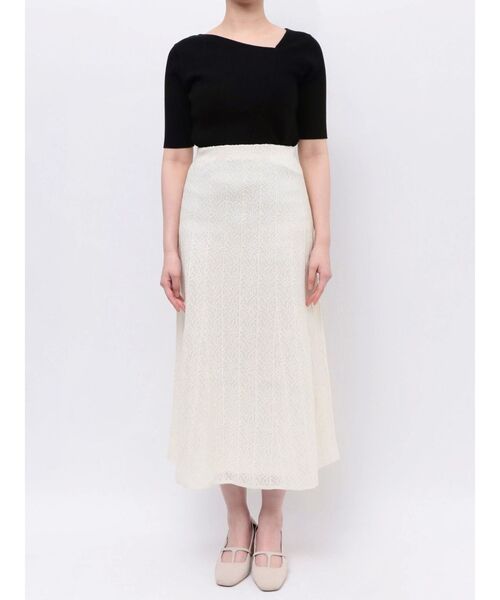LAGUNAMOON（ラグナムーン）の「レースパターンニットスカート（スカート・レディース・ホワイト/ブラック・SMALL/MEDIUM）」の12枚目の写真