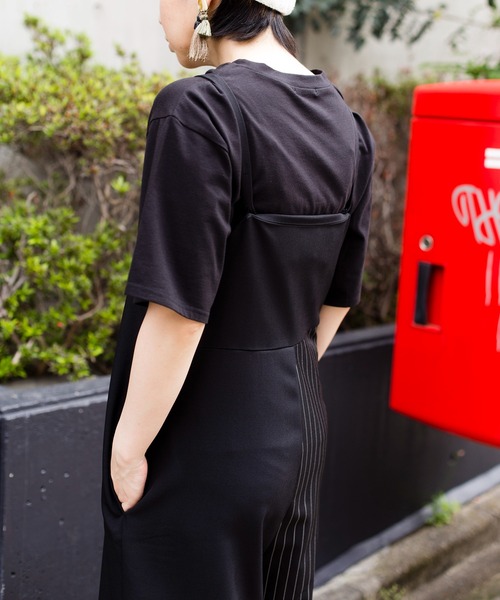 OSMOSIS（オズモーシス）の「【WEB限定アイテム】ストライプオールインワン&TシャツSET（サロペット/オーバーオール・レディース・ブラック系その他/ブラック/グレー・ONE SIZE）」の7枚目の写真