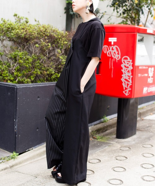 OSMOSIS（オズモーシス）の「【WEB限定アイテム】ストライプオールインワン&TシャツSET（サロペット/オーバーオール・レディース・ブラック系その他/ブラック/グレー・ONE SIZE）」の10枚目の写真