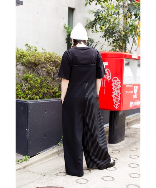 OSMOSIS（オズモーシス）の「【WEB限定アイテム】ストライプオールインワン&TシャツSET（サロペット/オーバーオール・レディース・ブラック系その他/ブラック/グレー・ONE SIZE）」の11枚目の写真