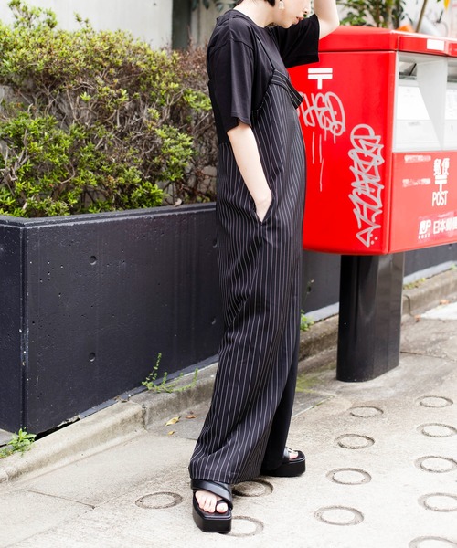 OSMOSIS（オズモーシス）の「【WEB限定アイテム】ストライプオールインワン&TシャツSET（サロペット/オーバーオール・レディース・ブラック系その他/ブラック/グレー・ONE SIZE）」の12枚目の写真