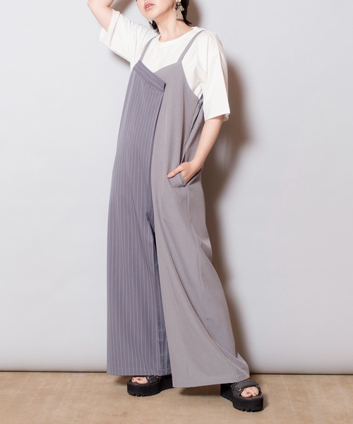 OSMOSIS（オズモーシス）の「【WEB限定アイテム】ストライプオールインワン&TシャツSET（サロペット/オーバーオール・レディース・ブラック系その他/ブラック/グレー・ONE SIZE）」の14枚目の写真