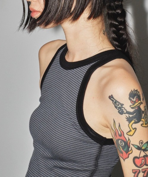 TODAYFUL(トゥデイフル)の「【TODAYFUL/トゥデイフル】カップインボーダータンクトップ/Cupin Border Tanktop(タンクトップ・レディース・ネイビー/ブラウン/アイボリー・FREE)」の3枚目の写真