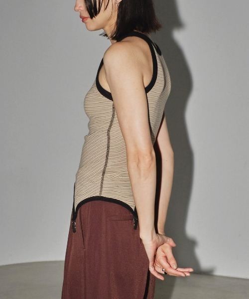 TODAYFUL(トゥデイフル)の「【TODAYFUL/トゥデイフル】カップインボーダータンクトップ/Cupin Border Tanktop(タンクトップ・レディース・ネイビー/ブラウン/アイボリー・FREE)」の7枚目の写真