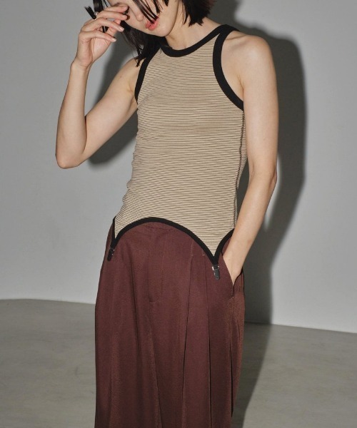 TODAYFUL(トゥデイフル)の「【TODAYFUL/トゥデイフル】カップインボーダータンクトップ/Cupin Border Tanktop(タンクトップ・レディース・ネイビー/ブラウン/アイボリー・FREE)」の8枚目の写真