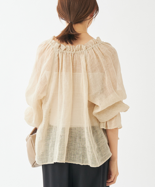 セール】LINEN Gather ブラウス（シャツ/ブラウス）｜Plage