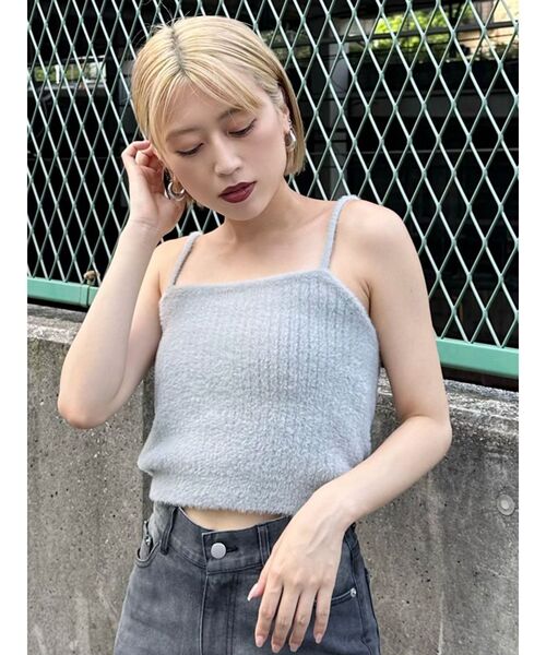 MURUA（ムルーア）の「シャギージップカーデ×キャミSET【シャギーニット】【アンサンブル】（ニット/セーター・レディース・ブルー/ダークグレー/オレンジ/ライトグレー・FREE）」の13枚目の写真