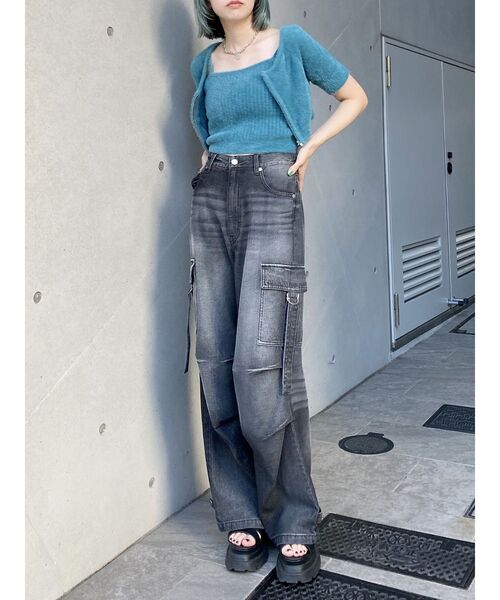 MURUA（ムルーア）の「シャギージップカーデ×キャミSET【シャギーニット】【アンサンブル】（ニット/セーター・レディース・ブルー/ダークグレー/オレンジ/ライトグレー・FREE）」の17枚目の写真