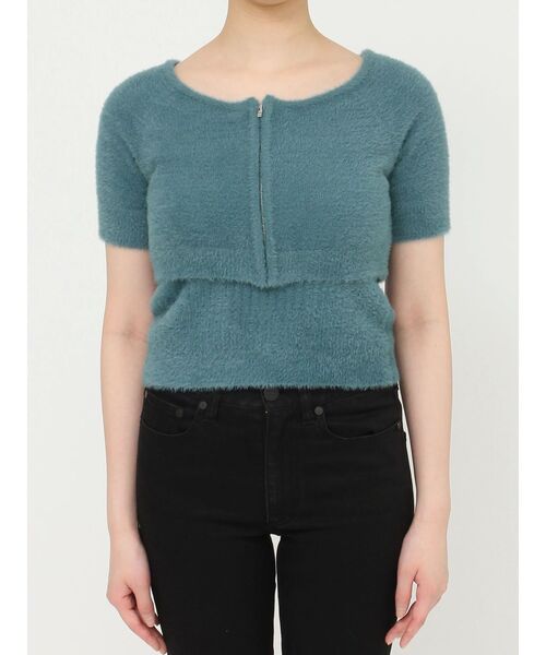 MURUA（ムルーア）の「シャギージップカーデ×キャミSET【シャギーニット】【アンサンブル】（ニット/セーター・レディース・ブルー/ダークグレー/オレンジ/ライトグレー・FREE）」の18枚目の写真