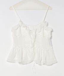 SETUP7（セットアップセブン）の「【SETUP7】リボンシフォンフリルキャミビスチェ SCCH574　シアー　キャミソール（キャミソール）」