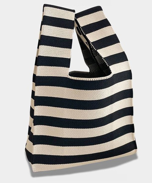 DAY CLOSET(デイ クローゼット)の「【全12色】折りたためるミニニットトートバッグ(トートバッグ・レディース・ブラック×ホワイト/ブラウン系その他/ベージュ系その他/ドット/チェック/トリコロール/ブラウン系その他2/ブラウン系その他3/ブラック系その他2/ブラック系その他3/ブラウン/ベージュ・ONE SIZE)」の12枚目の写真