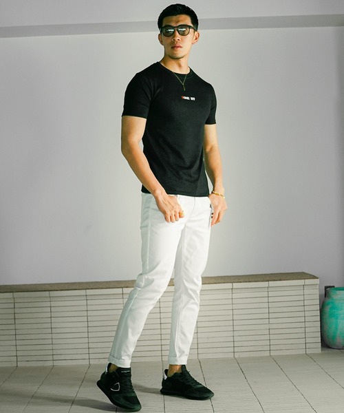 SOMEDIFF（サムディフ）の「半袖バラTシャツ メンズ（Tシャツ/カットソー・メンズ・ホワイト/ブラック・M/L/XL）」の8枚目の写真