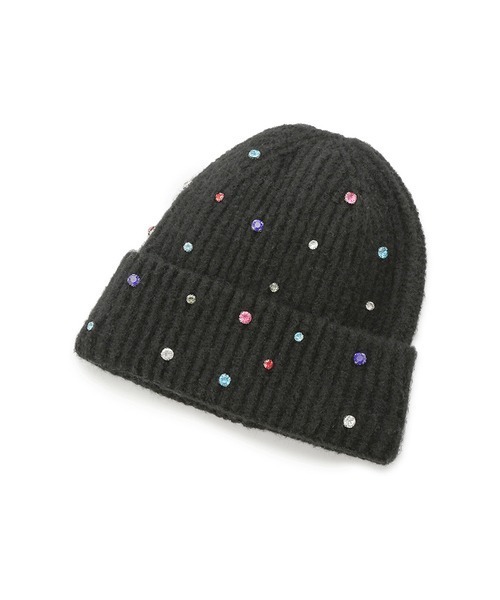 ブラック ファー付きニット帽 Chick ニット帽 ニットキャップ Bear Look Knit cap / クマ耳