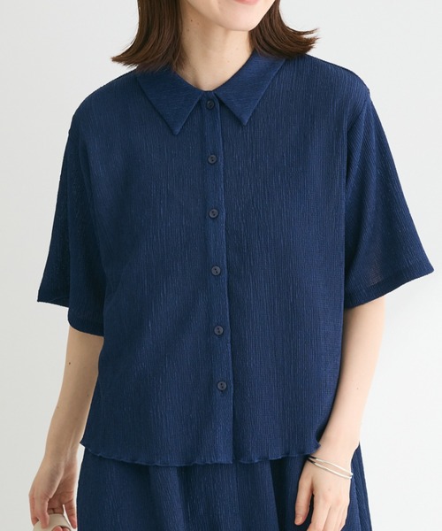 Green　Parks（グリーンパークス）の「BEST PRICE 表面カット衿付シャツ（シャツ/ブラウス・レディース・イエロー/ブルー/ホワイト系その他2/グレー/ブラック・FREE）」の5枚目の写真