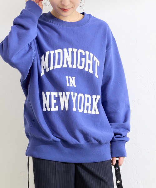 JOURNAL STANDARD（ジャーナルスタンダード）の「MIDNIGHT ロゴスウェット（スウェット・レディース・ブルー系その他/ブラック系その他/グレー/ブラウン・FREE）」の4枚目の写真