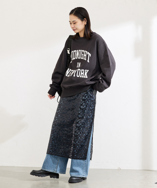 JOURNAL STANDARD（ジャーナルスタンダード）の「MIDNIGHT ロゴスウェット（スウェット・レディース・ブルー系その他/ブラック系その他/グレー/ブラウン・FREE）」の20枚目の写真