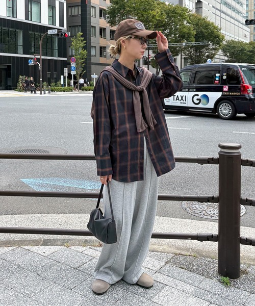 セール】ピンタック裏起毛ワイドスウェットパンツ（スウェットパンツ