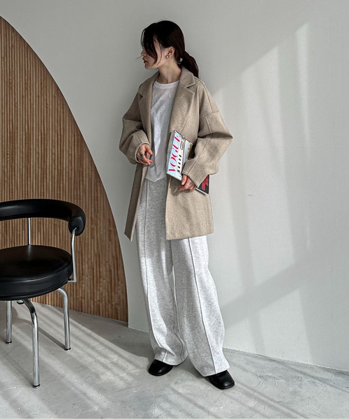 feepur（フェピュール）の「ピンタック裏起毛ワイドスウェットパンツ（スウェットパンツ・レディース・杢グレー/ブラック/オートミール・SMALL/MEDIUM）」の9枚目の写真