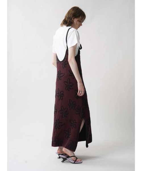 :ETHROF(イーサオブ)の「FLOWER JACQUARD KNIT ONEPIECE(ワンピース・レディース・グレー/エンジ・FREE)」の9枚目の写真