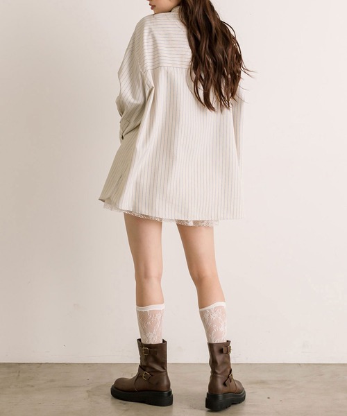 OLIVE des OLIVE（オリーブデオリーブ）の「リボンポケットBIGシャツ（シャツ/ブラウス・レディース・チャコールグレー/ベージュ系その他/グレー系その他/ブルー・FREE）」の12枚目の写真