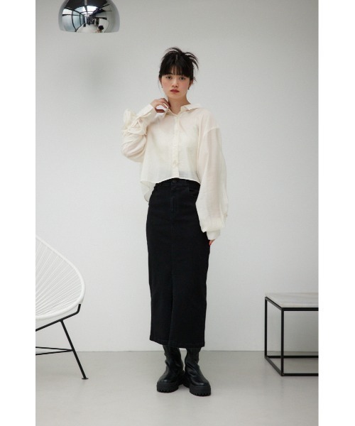 AZUL by moussy(アズールバイマウジー)の「MARY QUANT×AZUL ギャザーシアーシャツ(シャツ/ブラウス・レディース・アイボリー/ブラック・FREE)」の22枚目の写真